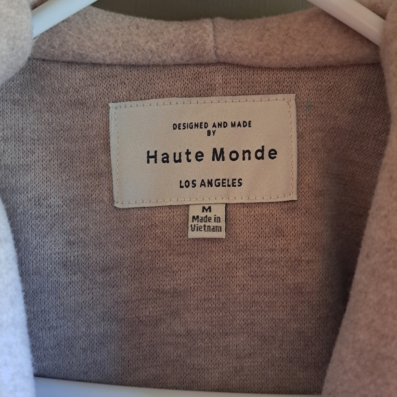 Haute Monde Tie waist hooded coat in color Oatmeal - Picture 2 of 5